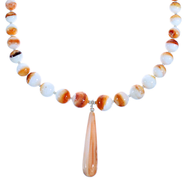 Sterling Silver Oyster Shell Southwestern Bead Necklace SX115059