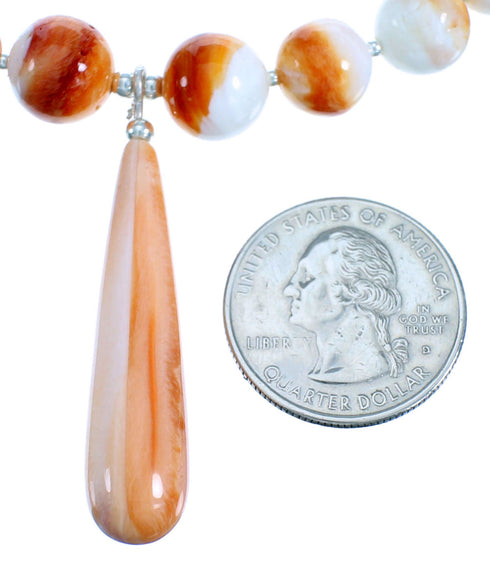 Sterling Silver Oyster Shell Southwestern Bead Necklace SX115059