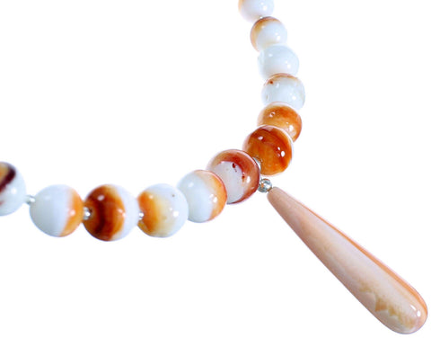 Sterling Silver Oyster Shell Southwestern Bead Necklace SX115059