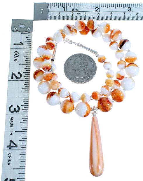 Sterling Silver Oyster Shell Southwestern Bead Necklace SX115059