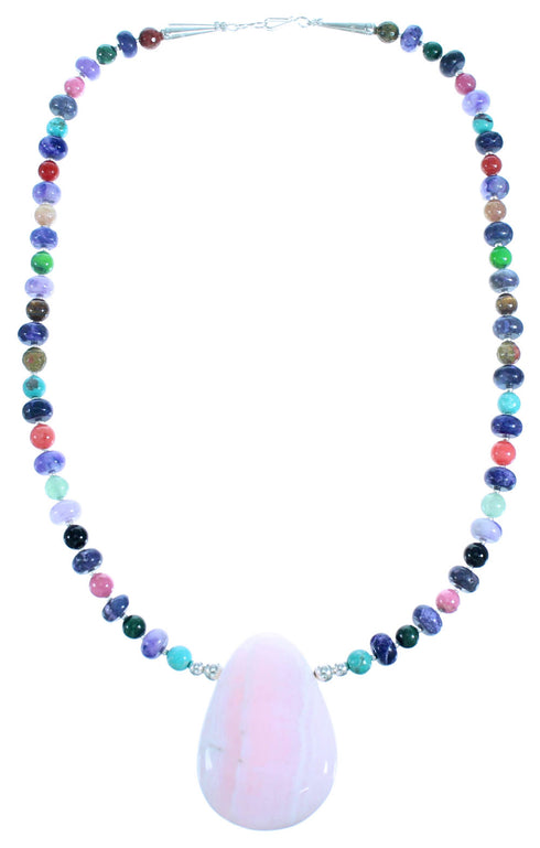 Sterling Silver And Multicolor Southwest Bead Necklace SX115058