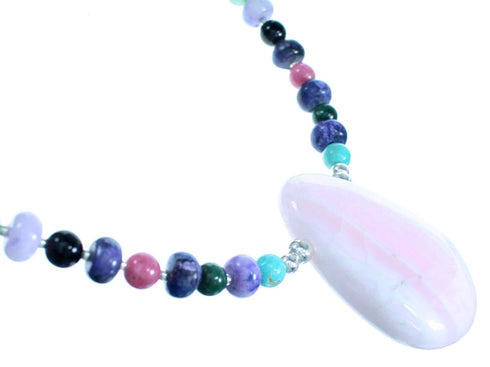 Sterling Silver And Multicolor Southwest Bead Necklace SX115058