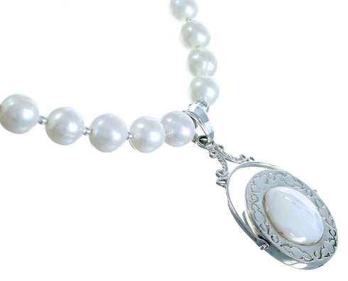 Multicolor Sterling Silver Bead Necklace And Reversible Pendant Set SX115054