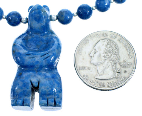Denim Lapis Sterling Silver Southwest Bear Bead Necklace SX115061