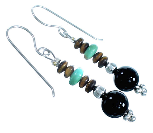 Genuine Sterling Silver Multicolor Bead Hook Dangle Earrings RX115041