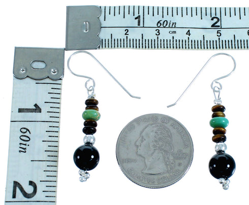 Genuine Sterling Silver Multicolor Bead Hook Dangle Earrings RX115041