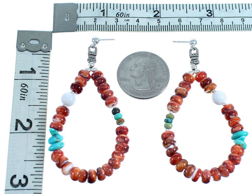 Sterling Silver And Multicolor Bead Post Dangle Earrings RX115047