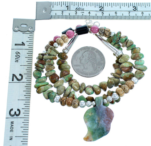 Multicolor And Sterling Silver Leaf Bead Necklace SX115084
