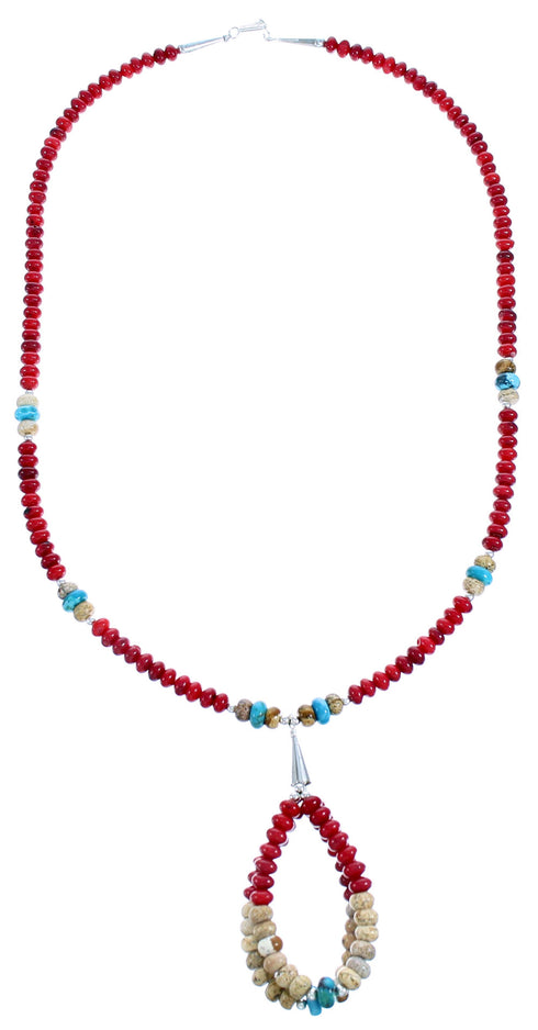 Southwestern Sterling Silver Multicolor Bead Necklace SX115087