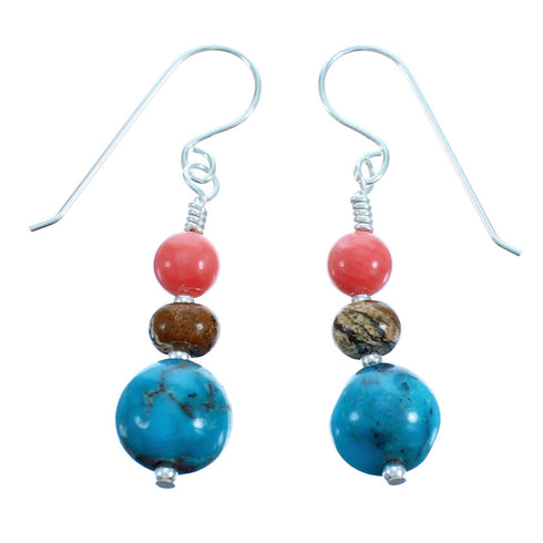 Multicolor Genuine Sterling Silver Bead Hook Dangle Earrings SX115110