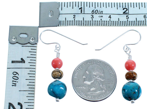 Multicolor Genuine Sterling Silver Bead Hook Dangle Earrings SX115110