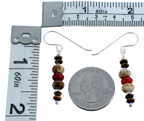 Multicolor And Sterling Silver Bead Hook Dangle Earrings SX115107