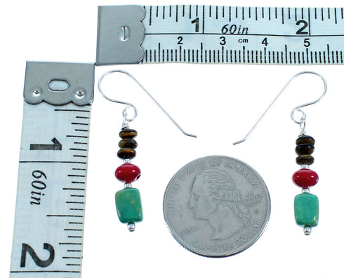 Sterling Silver Southwest Multicolor Bead Hook Dangle Earrings SX115109