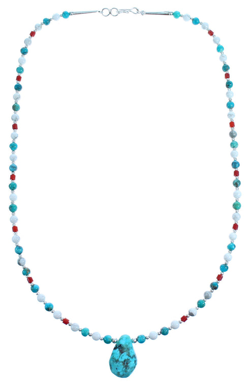 Multicolor Sterling Silver Tear Drop Bead Necklace RX115097