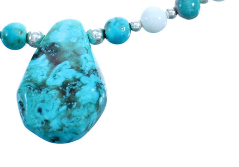 Multicolor Sterling Silver Tear Drop Bead Necklace RX115097