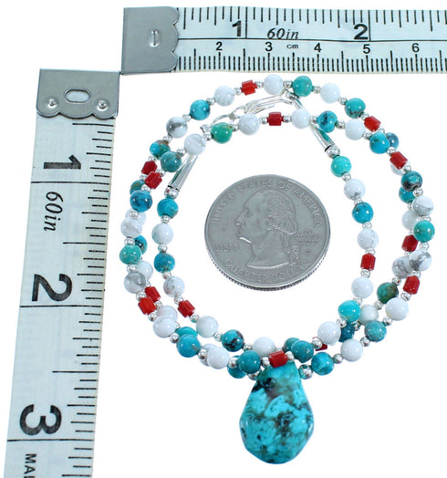 Multicolor Sterling Silver Tear Drop Bead Necklace RX115097