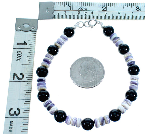 Onyx Botswana Sterling Silver Bead Bracelet RX115115
