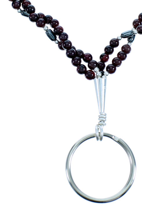 Garnet Hematite Southwest Sterling Silver Key Chain RX115127