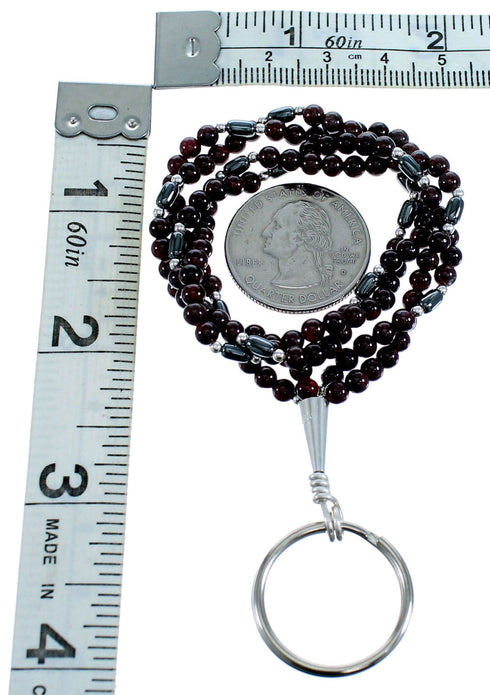 Garnet Hematite Southwest Sterling Silver Key Chain RX115127