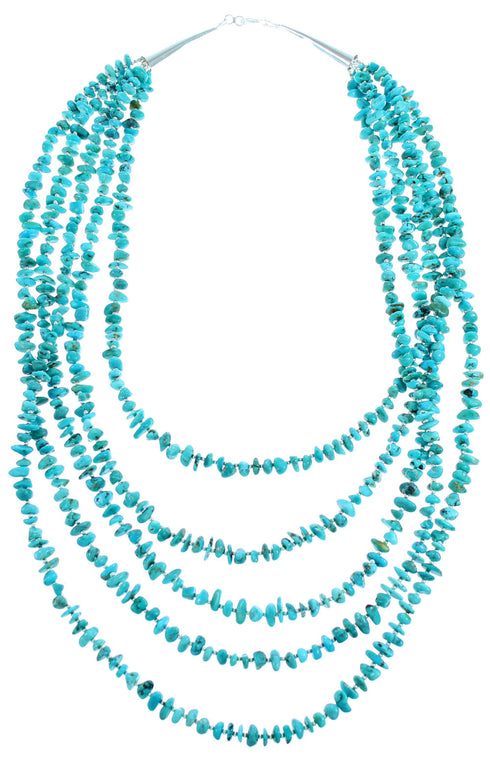 5-Strand Sterling Silver And Turquoise Southwest Bead Necklace SX115149