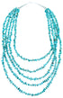5-Strand Sterling Silver And Turquoise Southwest Bead Necklace SX115149