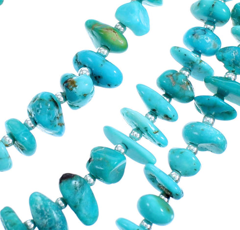5-Strand Sterling Silver And Turquoise Southwest Bead Necklace SX115149