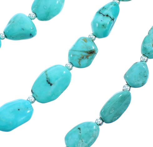 Sterling Silver 3-Strand Turquoise Southwest Bead Necklace SX115147