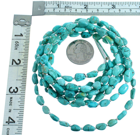 Sterling Silver 3-Strand Turquoise Southwest Bead Necklace SX115147