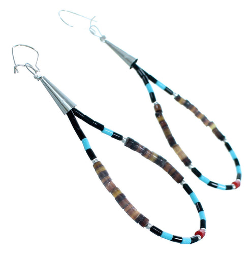 Sterling Silver Multicolor Bead Hook Dangle Earrings SX115171