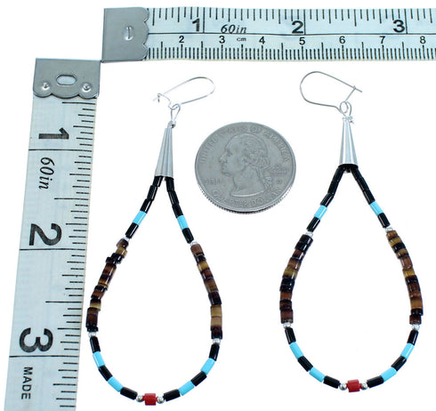 Sterling Silver Multicolor Bead Hook Dangle Earrings SX115171