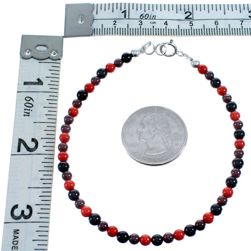 Multicolor And Genuine Sterling Silver Bead Braceet SX115164