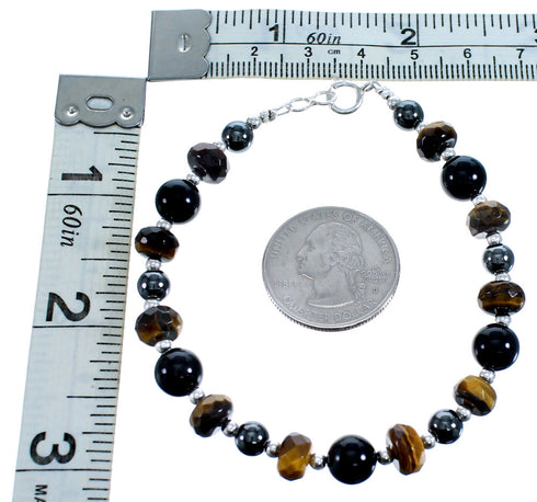 Southwest Sterling Silver Multicolor Bead Bracelet SX115165