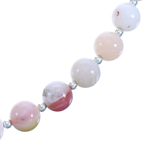 Southwestern Pink Opal Agate And Sterling Silver Bead Necklace RX115231