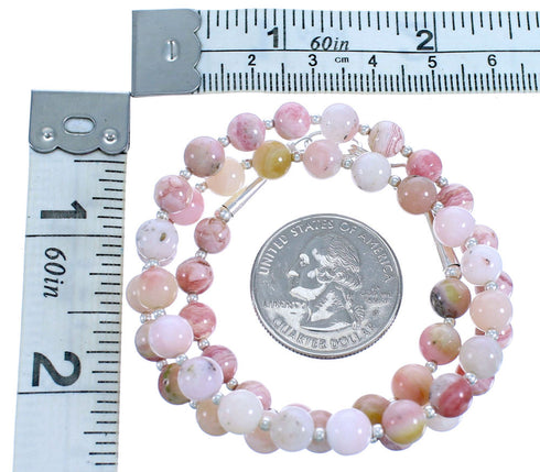 Southwestern Pink Opal Agate And Sterling Silver Bead Necklace RX115231