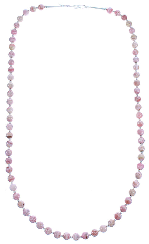 Authentic Sterling Silver Rhodochrosite Southwestern Bead Necklace RX115234