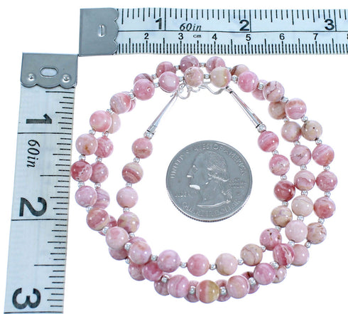 Authentic Sterling Silver Rhodochrosite Southwestern Bead Necklace RX115234