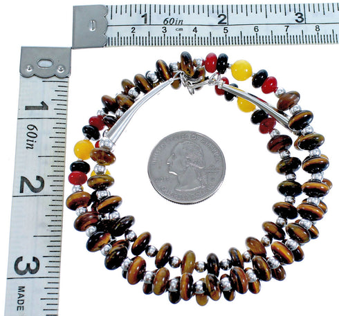 Multicolor Authentic Sterling Silver Southwest Bead Necklace RX115222