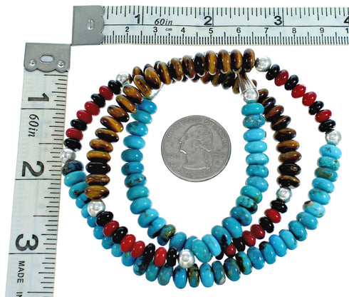 Multicolor Sterling Silver Southwest Bead Necklace RX115223