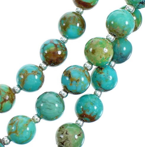 Turquoise Authentic Sterling Silver 3-Strand Bead Necklace RX115209