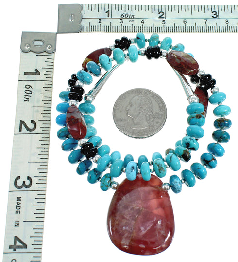 Multicolor Genuine Sterling Silver Bead Necklace RX115212