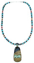 Native American Village Design Multicolor Inlay Sterling Silver Necklace Set RX115216