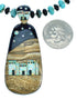 Native American Village Design Multicolor Inlay Sterling Silver Necklace Set RX115216