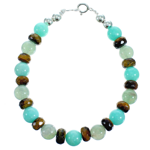 Multicolor Southwest Sterling Silver Bead Bracelet RX115201