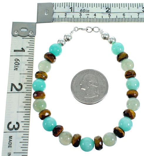 Multicolor Southwest Sterling Silver Bead Bracelet RX115201