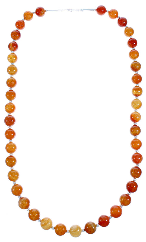 Fire Agate Authentic Sterling Silver Bead Necklace RX115248