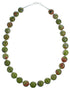 Southwest Authentic Sterling Silver Unakite Bead Necklace RX115236