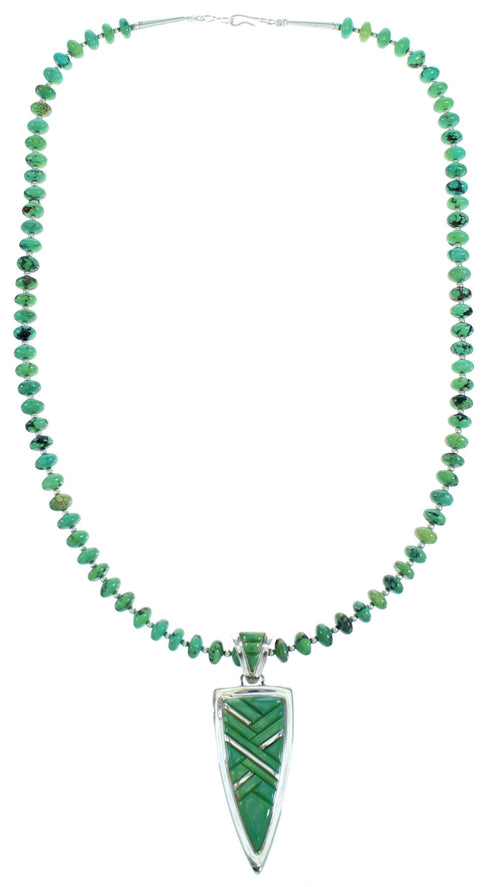 Genuine Sterling Silver Turquoise Cobble Pendant Necklace Set RX115221