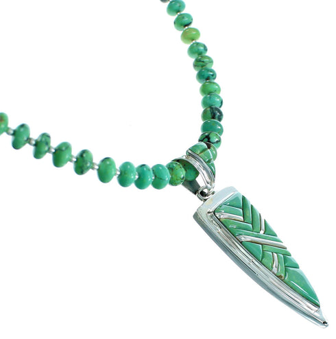 Genuine Sterling Silver Turquoise Cobble Pendant Necklace Set RX115221