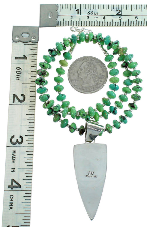 Genuine Sterling Silver Turquoise Cobble Pendant Necklace Set RX115221