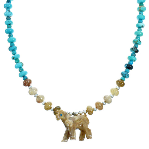 Multicolor Horse Southwestern Sterling Silver Bead Necklace RX115215